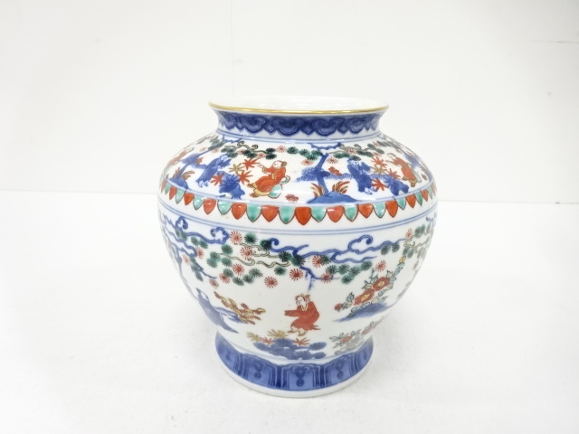 JAPANESE CERAMICS / FLOWER VASE / BLUE & WHITE (PORCELAIN) / ARTISAN WORK